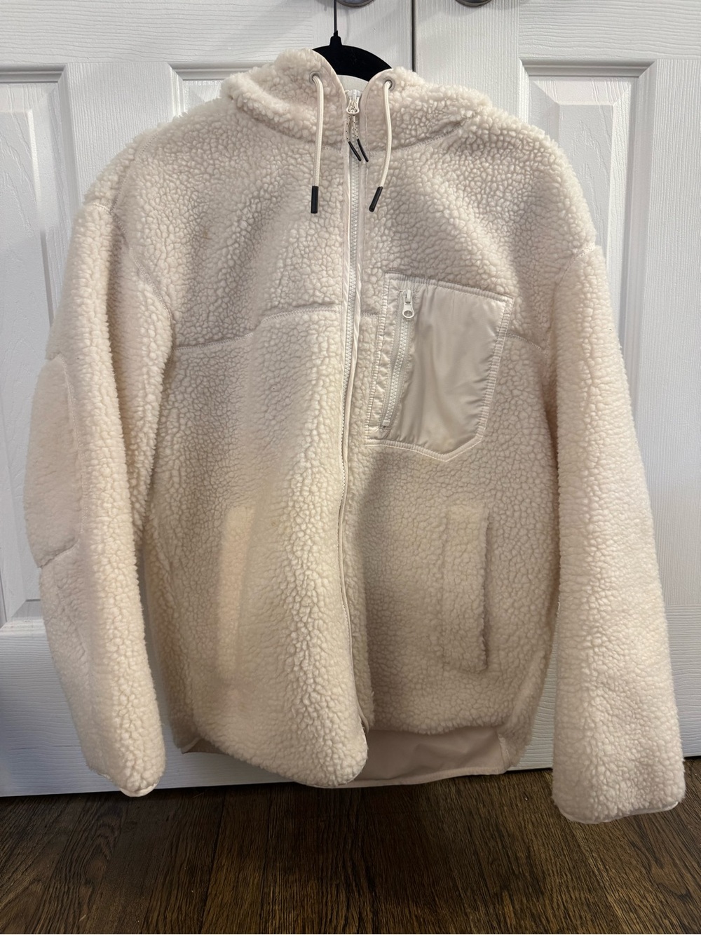 H&M Cream Sherpa Zip-Up Hoodie Jacket
